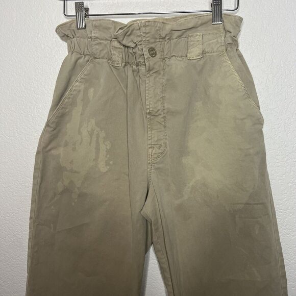 Mother Size 27 yoyo ruffle greaser paper bag highrise straight khakis pants w24 - Picture 6 of 13
